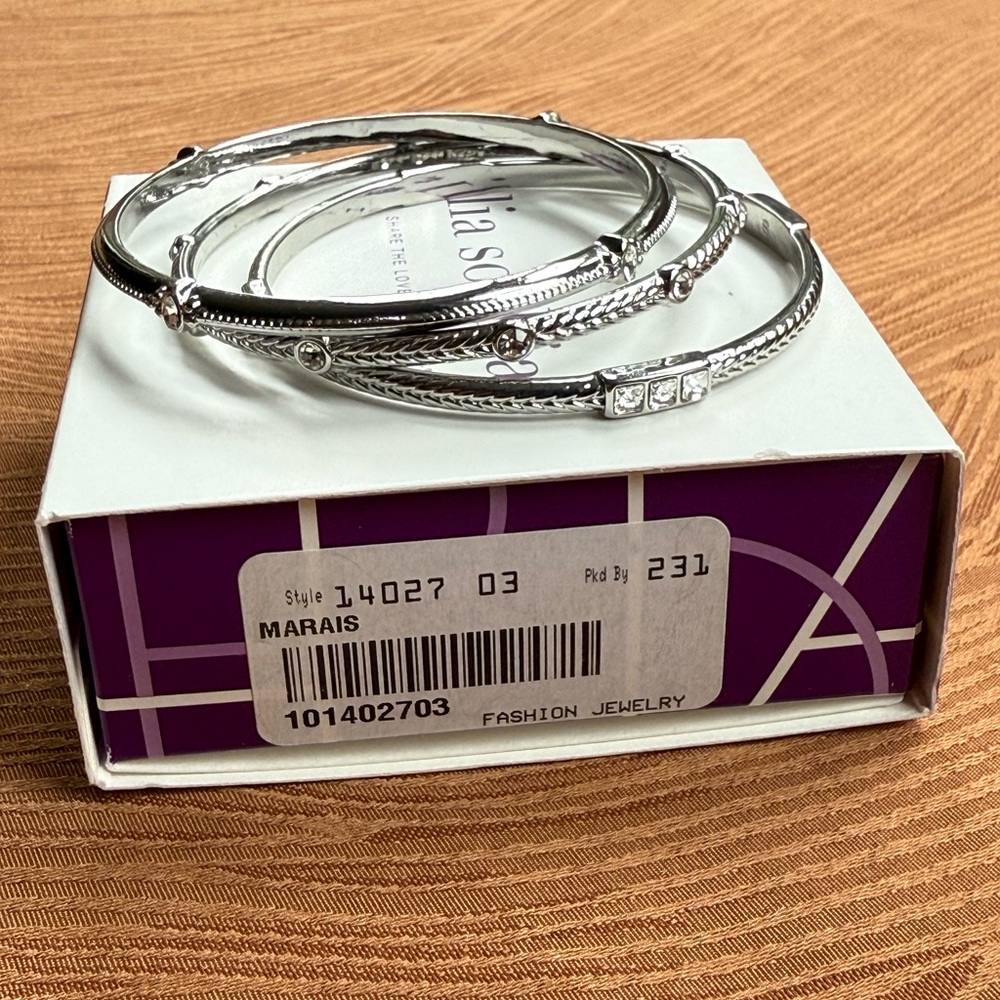 NIB Lia Sophia “Marais” silver bangle set